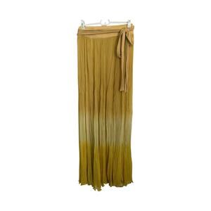 Rina Dhaka Maxi Skirt Anthropologie Size 14 Tan Chartreuse Endless Ombre